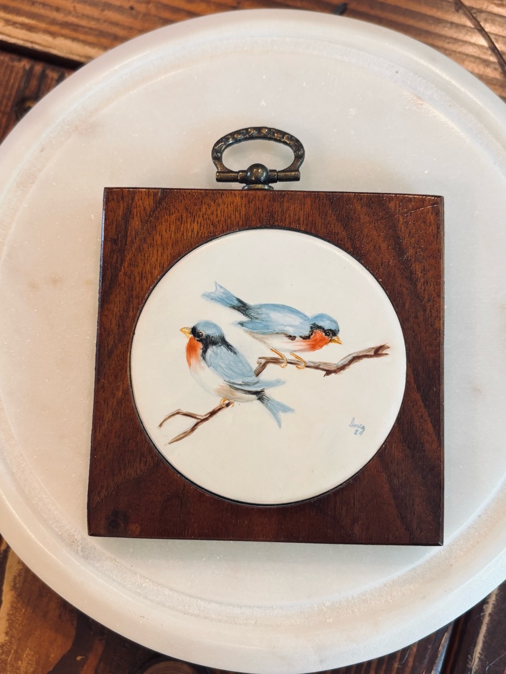 Vintage Chris Scheidler Pagano Hand painted Blue Birds - Picture 2 of 3